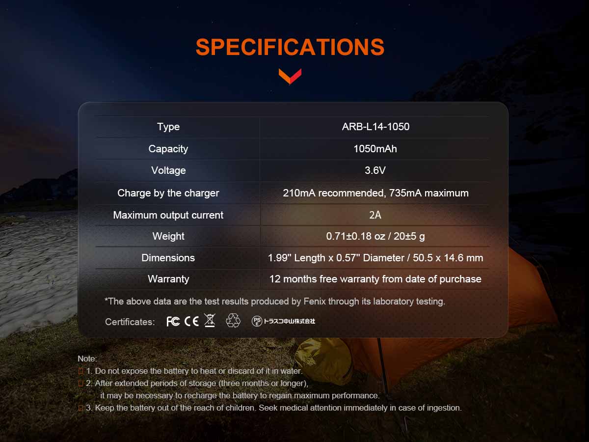 Fenix ARB-L14-1050 Rechargeable Battery - Image 7